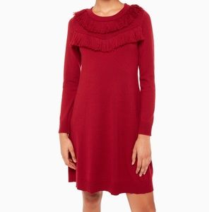 NWT Kate Spade NY Red Fringe Sweater Dress